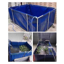 JINMLBO Pool Above Ground, Canvas Fish Pond Pool with Metal Bracket Round Large Fold Aquarium Children's Pool Fish Tank for Koi Culture Agricultural Irrigation (Color : Blue, Size : 1.5x3x1m)