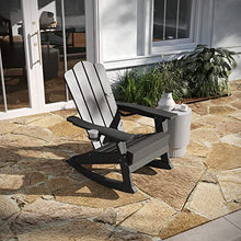 Taylor & Logan Hedley Adirondack Rocking Chair with Cup Holder, Weather Resistant HDPE Adirondack Rocking Chair in Gray, Set of 2