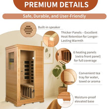 INFRADELUX 1-Person Indoor Sauna, Hemlock Wood Home Sauna with Low-EMF Infrared Panels, 960W/120V Personal Sauna, Bluetooth Speaker, Vent & Reading Light, 35×27×61 Inch