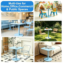 Yopappol Sky Blue Waterproof Square Pedestal Outdoor Table, Sturdy Single Column Bistro Table for Garden Backyard Patio Tea Time, Easy Assembly, Space Saving(48x48x72cm)