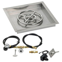 American Fireglass SS-SQPKIT-P-18 Propane 18" Square Stainless Steel Drop-in Pan with Spark Ignition Kit (12" Fire Pit Ring)