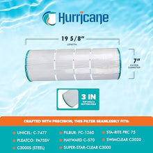 Hurricane Filters HF7477-04 12 Pack Advanced Pool Filter Cartridge - Replacement for PA75SV, Unicel C-7477, Filbur FC-1260, Hayward C-570, SwimClear C3020, Super Star Clear 3000