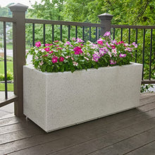 PolyStone Milan Modern Outdoor/Indoor Rectangular Trough Planter - 46" x 17" x 19" H - Lightweight Weather Resistant Stone-Look Resin Planter - Commercial & Residential - White Granite
