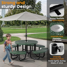 OUTTANS Commercial Metal Picnic Table (Green, 38in, Kids, Expanded Steel)