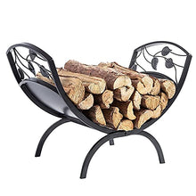 WXPWAMZ Firewood Rack Indoor Firewood Storage Holder Rack with Scrolls & Leaf Pattern, Heavy Duty Lumber Organizer Stand, Fireplace, Stove and Fire Pit Accessory,