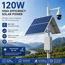SECUPOE 120W Solar Panel Kit,Built-in 120Ah Battery,12V Outdoor Solar Power