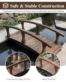 ZIMGOD 4.5ft 6ft Long Pond Bridges for Outdoor, Rustic Garden Bridges Pond Decor, Heavy Duty Footbridge for Yard Lawn Patio, Garden Walking Bridge Pathway(180cm (6ft))