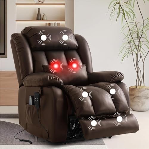 UOPYNE Dual Motor Lay Flat Power Lift Recliner with Heat & Massage