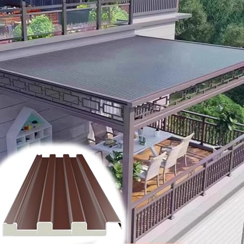 Elitix Awning Gazebo Roofing Brown Panel 6 8 Pcs, Insulated Cladding Panel Inside Foam/Top Cover Replacement, Balcony Cover Roof Deck Windproof(8 Pack,L1.5m/58.9inch/4.9ft)