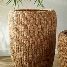Napa Home & Garden Set of 2 Tall Seagrass Planters with Metal Frame - Natural Woven Design for Faux Greens - Stylish Home Decor Tall Natural