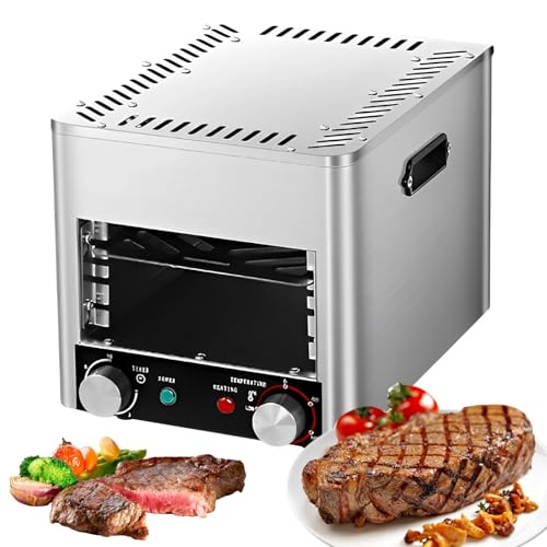 FJYAWEN Electric Steak Broiler, Indoor Commercial Steak Grill, Gas-Free Time Temperature Adjustable 1472°f Automatic Home-Use Steak Grill for Beef Chicken Fish Vegetables,A