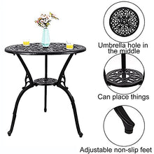 JKSVTF 3 Piece Aluminum Patio Bistro Set with Butterfly Design - All Weather Patio Furniture Sets with Umbrella Hole - Outdoor Table and Chairs