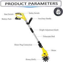 LXXW Electric Tiller Electric Garden Rotavator, Garden Tiller, with 2 Rechargeable Battery and Charger, for Vegetable Gardens Garden Tiller Electric Cultivator