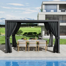 10'×13' Outdoor Louvered Pergola, Aluminum Outdoor Louvered Pergola Patio with Adjustable Roof for Outdoor Deck, Backyard, Garden (10x13FT with Curtain)