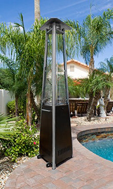 Hiland HLDS01-CGTHG Quartz Glass Tube Commercial Grade Patio Heaterw/Wheels, 40,000 BTU, Variable Control, Pyramid, Black