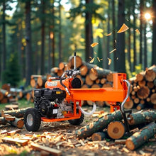 Log Splitter Portable 20 Ton, Gas Wood Splitter with 7HP Engine, Wood Splitter for firewood with Auto Return, Horizontal Full Beam Steel Wedge for Home, Forestry Harvesting (Orange 20 Ton 7HP)