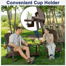 Plawdlik Folding Adirondack Chair Set of 4, Cup Holder，Wooden Textured ，Heavy All-Weather HDPE Comfortable Set Poolside Backyard Lawn Coffee