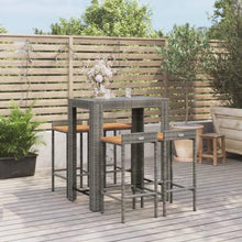 KDVXBCQJH 5 Piece Patio Bar Set Gray Outdoor Poly Rattan Table Stools