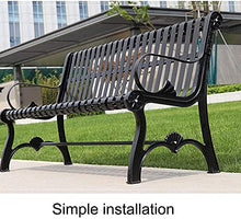 ANSNAM Outdoor Bench Garden Patio Seating Furniture, Outdoor Park Bench Garden Bench, Metal Leisure Cast Iron Bench, Courtyard Terrace Seat Bench with Backrest and Armrest (Size : 120cm)