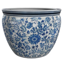 Red Lantern Large 18" Porcelain Fishbowl Blue & White Floral Planter or Cachepot for Indoor/Outdoor Use in Garden Entryway Living Room Boho Eclectic Modern Contemporary Classic Traditional Style Decor