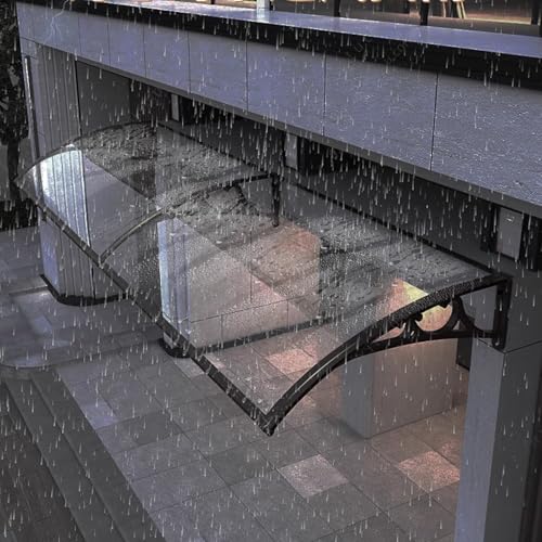 Modern Outdoor Canopy Front Door Canopy,Impact Resistant Patio Awning,UV Rain Snow Sunlight Protection Solid Sheet Outdoor Polycarbonate Cover and Aluminium Frame (59"x71")