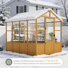 6×8 FT Walk-in Wooden Greenhouse with Adjustable Roof