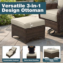 ADRERIC 5-Piece Patio Furniture Set with 6" Ultra-Thick Cushions, Swivel Rocker Chairs with Side Table and Ottoman, All-Weather Round Wicker Conversation Set & Bistro Set for Porch Sunroom Deck, Beige
