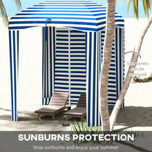 OROTLECT 5.9'x5.9' Ruffled Beach Umbrella Cover - Blue & White, Portable, Shade, Vents, Sandbags, Convenient Carry Bag With Movable Wall Options White Stripe, 5.9'x5.9', Case