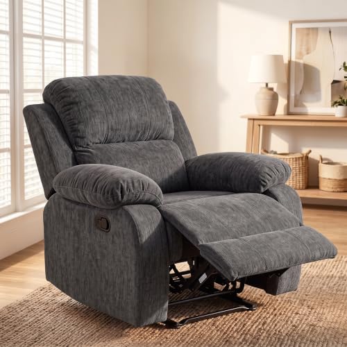 Trygoal Manual Single Lounge Recliner Chair with Adjustable Backrest, Gray