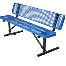 Caforkp 96x96 Metal Picnic Table Blue Mesh Top Outdoor Dining