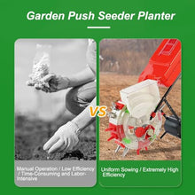 Garden Seeder and Fertilizer, Manual Seeder Hand Push Seeder Machine, Quantitative Sowing, Simultaneous Sowing and Fertilization, for Corn Soybean Peanut Seeds(4-Nozzle)