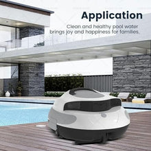 Cordless Robotic Pool Cleaner, Pool Vacuum Lasts 100 Mins, 5000mAh Rechargeable Battery, Self-Parking, LED Indicator for Above/In-Ground Flat Pools up to 1000 sq.ft