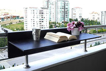 Balcony Bar Table for Railings, Outdoor Folding Deck Rail Table for Patio, Balcony Hanging Desk for Many Railings Compatible, Wooden Bar Serving Table for Porch (Black, XL: 47.3 x 11.8 inches)
