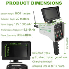 Professional Metal Scanner Detector, High Accuracy Gold Silver Copper Finder with High Definition Screen, 30M Depth and 1000M Range, for Copper, Silver, Gold, Diamond Gem Positioning