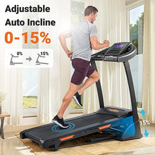 THERUN Incline Treadmill 300 lbs Weight Capacity Folding Treadmill 0-15% Auto Incline Orange-Black