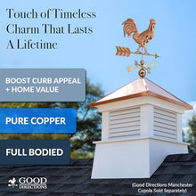 Good Directions Polished Copper Rooster Weathervane – Decorative Rooftop Accent for Barns, Homes, Sheds, and Cupolas – Durable & Handcrafted