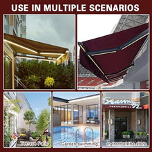 Patio Awning Retractable, Fully Assembled Motorized LED Light Awnings, Window Door Sunshade Shelter Waterproof, Large Canopy for Patio Deck Yard with UV Protection, Red,9.8X8.2ft