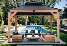 ABCCANOPY Wood Gazebo 11x11 Black - Outdoor Patio Wooden Gazebo with Hardtop Metal Double Roof