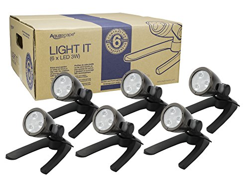 Aquascape Pond and Landscape LED 3-Watt Spotlight 6-Pack, Warm White Low Voltage Submersible Outdoor Lights for Water Features, Gardens, Trees, and Waterfalls, 84047