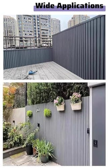 ENHEN Silver Grey Fence Panels Post Outdoor 6ft, Semi-Open Heavy Duty Yard Deck Railing Privacy Partition Decor, Low Maintenance Waterproof Wall Panels(237.6cmx183cm/7.8ftx6ft)
