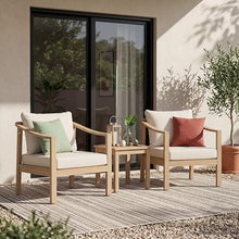 Merax Patio Acacia Wood Club Chair with All-Weather Coushions, Set of 2