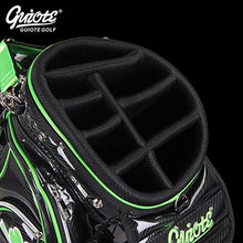 Guiote Golf Stand Bag Pu Leather Golf Carry Bag Embroidery Series 8-Ways 9.0" Black Lucky Clover