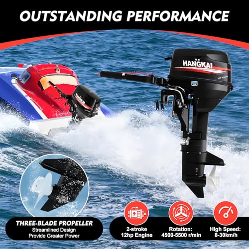 TBVECHI 2 Stroke 12 hp Outboard Motor Heavy Duty Boat Engine Black