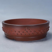XUNTING Indoor Planters Purple Sand Handmade Antique Round Breathable Gardening Bonsai Pot Succulent pots(Large)