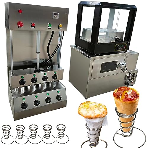 TXMACHINE 4 cone maker machine Outdoor Ovens 12 holes display warmer for pizza shop restaurant hotel home commercial 3000W with 4 molds (pizza cone machine+oven+display warmer, 220V/50HZ)