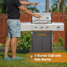 HESIEU Premium Propane Grill - 3 Burner Stainless Steel Gas BBQ Grill with Side Burner, Cover, and Spacious Cooking Area for Outdoor Cooking, Camping, and Picnics