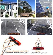 Water Fed Brush, 10M Poles Solar Panels Window Cleaning Brush Telescopic Pole with 50cm Brush Head&Brass Connector Switch& 3 Three-Way Split Joints Pure Water for Window Cleaning