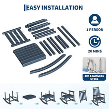 HDPE Rocking Chair Outdoor Set of 4 with 2 Side Table, High Back Rocker