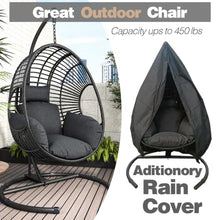 CHINNLUU Oversized Hanging Egg Chair with Stand Outdoor Wicker Swing Chair Comfy Hammock Egg Shaped Chair 400lbs Capacity for Patio, Garden and Balcony