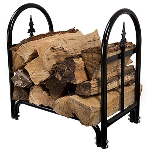 DJVHSRI Firewood Rack Farmhouse Style Iron Fireplace Log Holder Rack, Small Firewood Lumber Storage Holder, for Outdoor/Indoor/Fire Pit, Tall 58Cm,